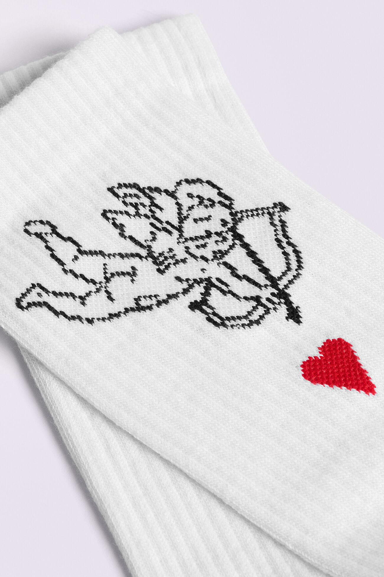 Cupid Heart Socks White
